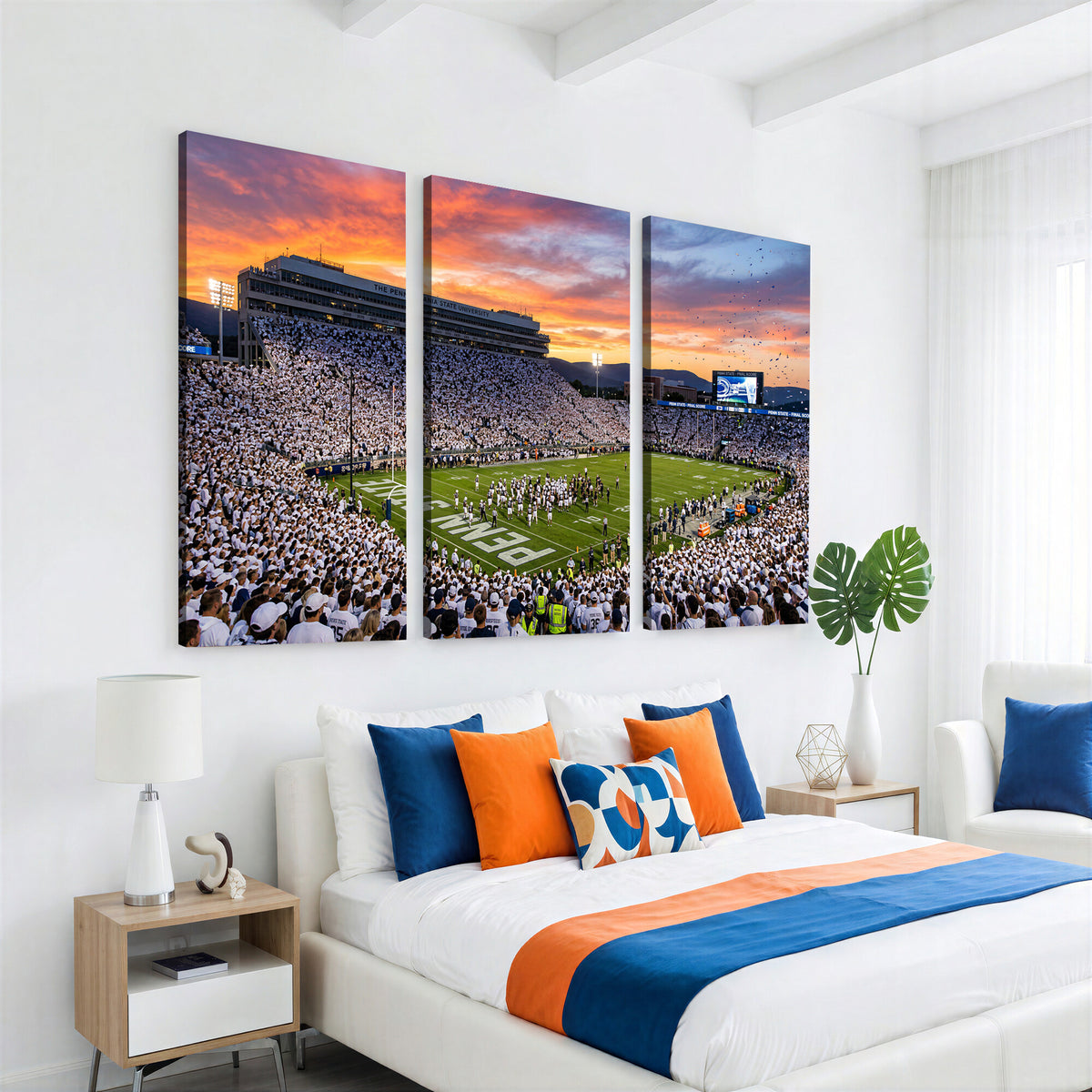 37057330-MGV-CV-36X24 - Panoramic Beaver Stadium Canvas Wall Art, Penn State Nittany Lions Stadium Print for Finished Basement