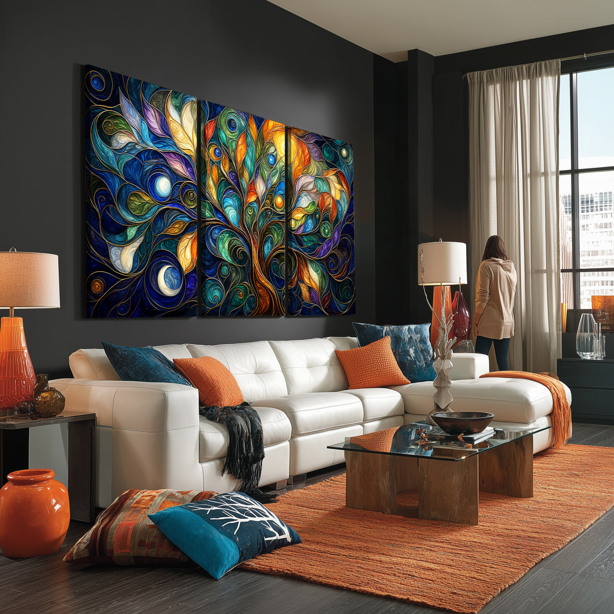 60127105-MGV-CV-36X24 - Psychedelic Tree Of Life Wall Art - Vibrant Swirl Cosmic Nature Decor