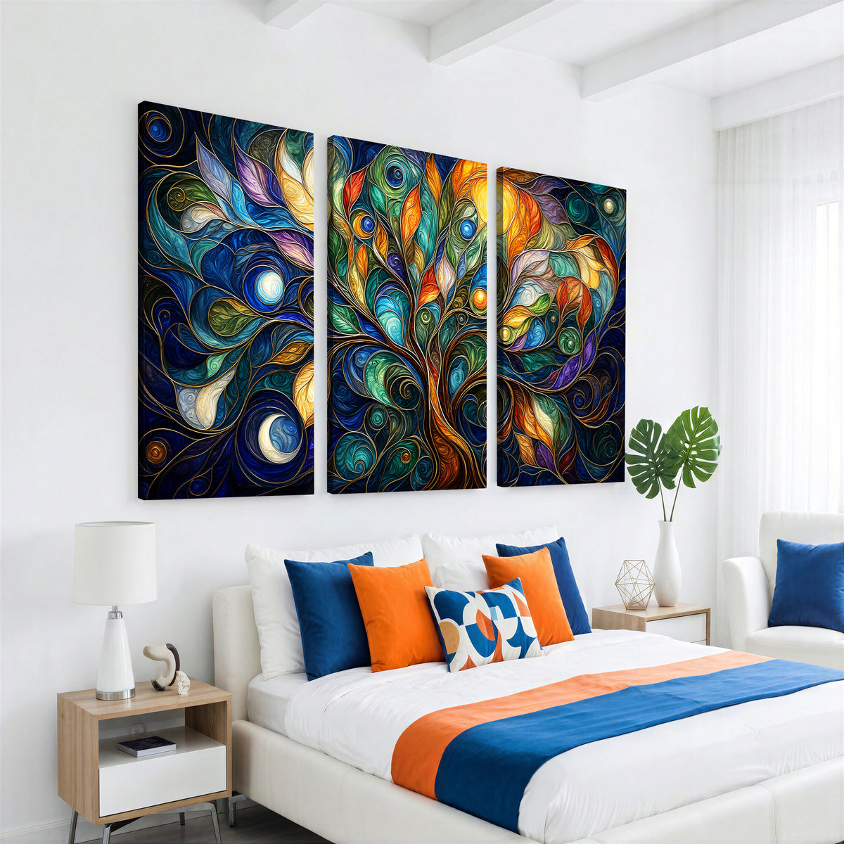 60127105-MGV-CV-36X24 - Psychedelic Tree Of Life Wall Art - Vibrant Swirl Cosmic Nature Decor