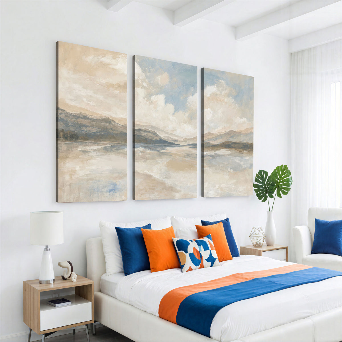 12998065-MGV-CV-36X24 - Serene Mountain and Lake Landscape Canvas Wall Art