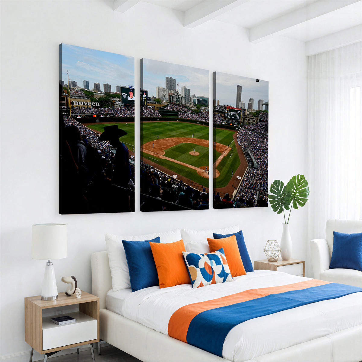34859D-MGV-CV-36X24 - Chicago Cubs Baseball Team Print - Wrigley Field Stadium