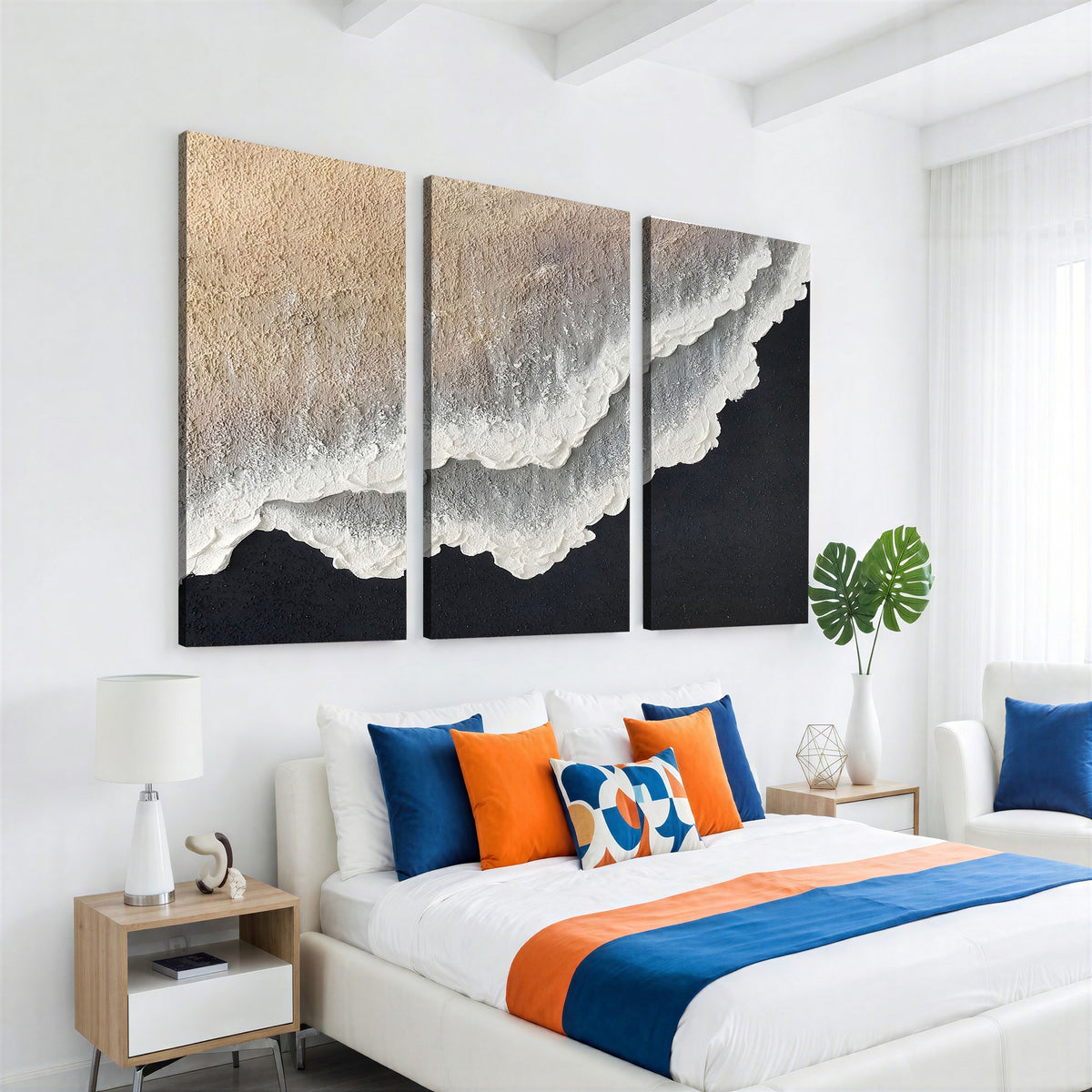 42307004-MGV-CV-24X16 - Ocean Wave and Sand Coastal Wall Art, Modern Beach Decor for Living Room