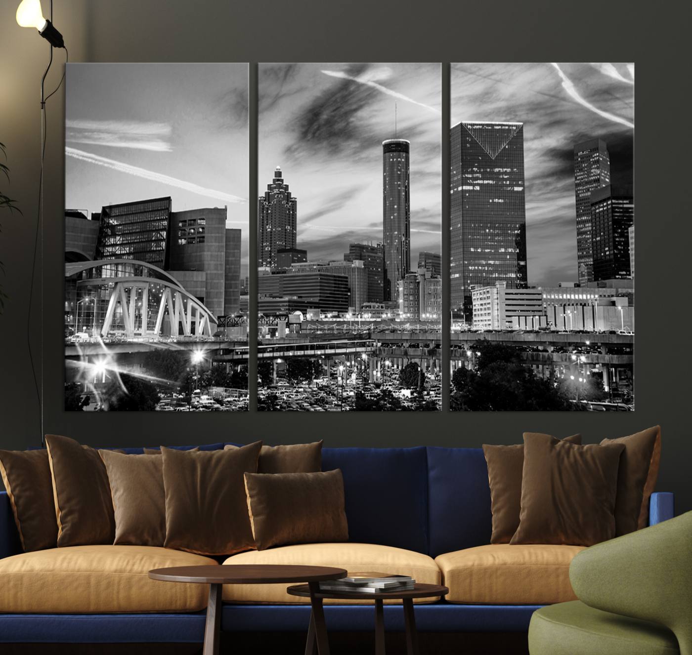 34800-MGV-CV-36X24-Black and White Atlanta Wall Art Canvas Print