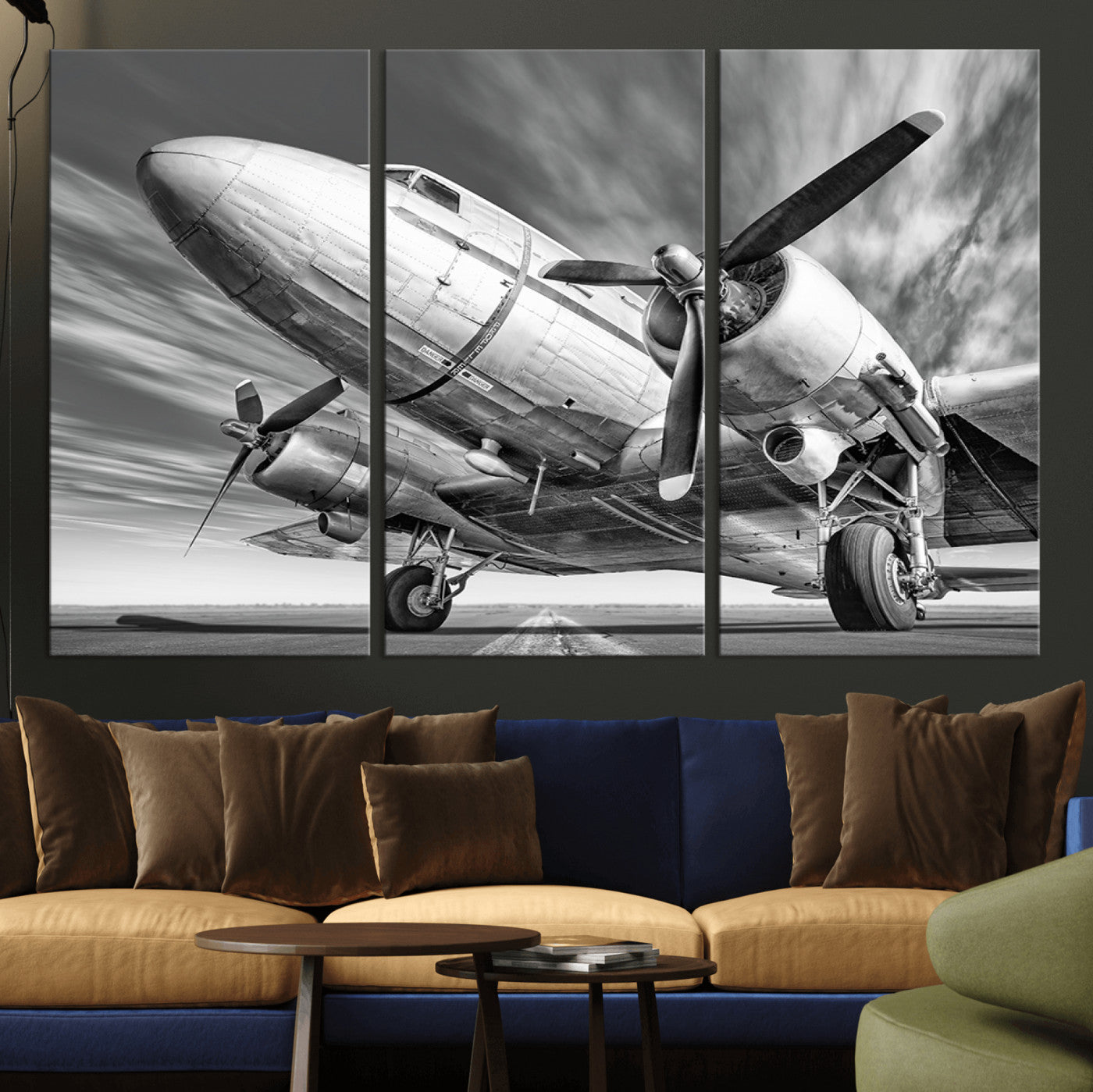 82744-MGV-CV-36X24-Vintage Airplane on Runway Canvas Print