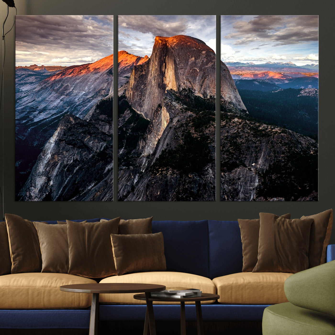 MGV-CV-48X32-3P - Half Dome Wall Art Print - Yosemite Majestic Triptych Landscape Print – National Park Nature Decor