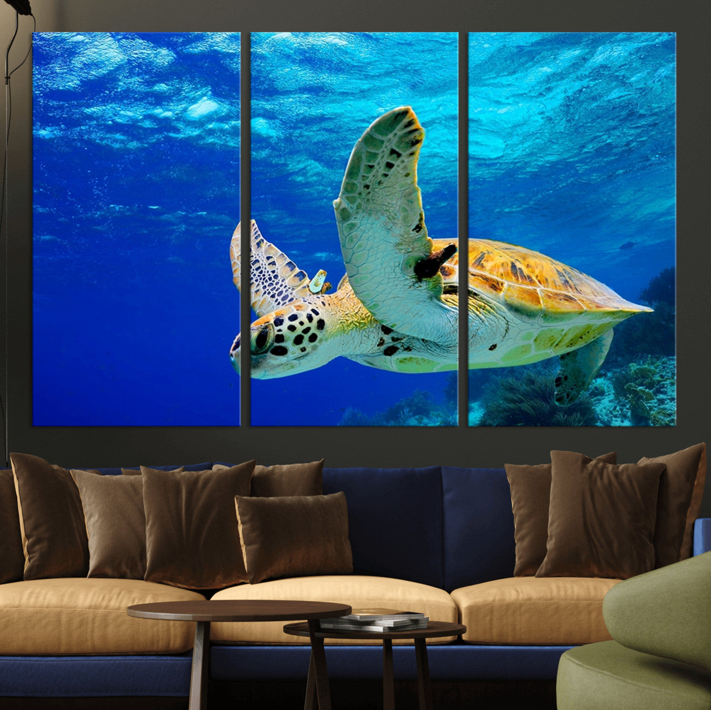 16292-MGV-CV-36X24-Sea Turtle Wall Art Canvas Print, Sea life in the Ocean Wall Art Printing