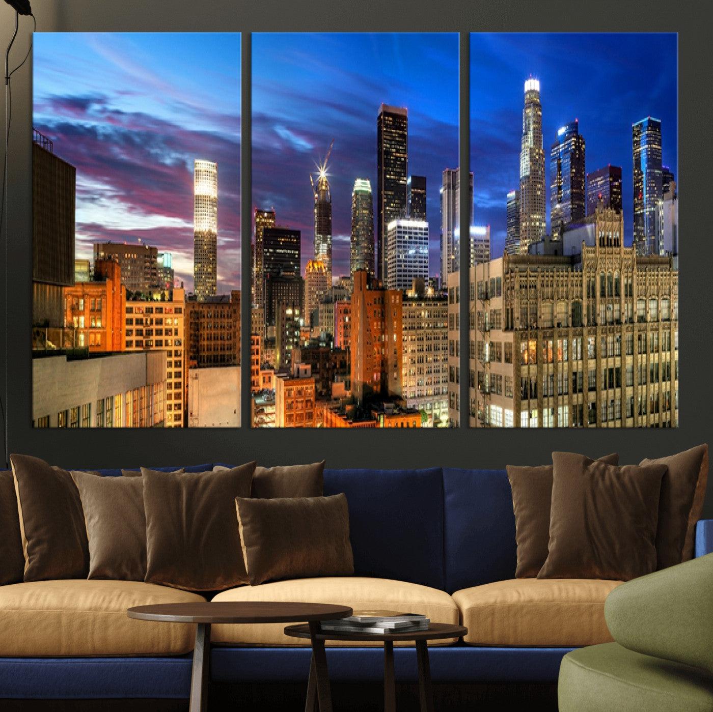 MGV-CV-48X32-3P - Los Angeles Night Wall Art Canvas Print