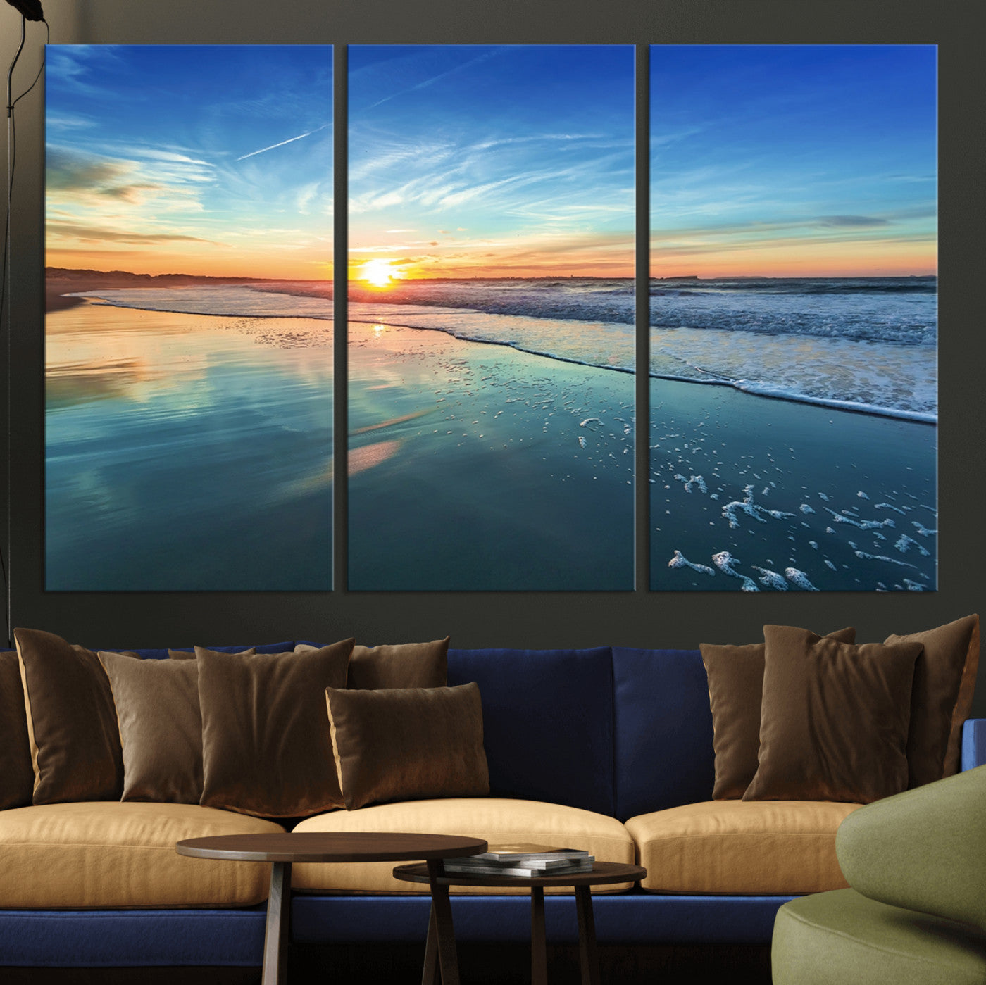 MGV-CV-48X32-3P - Blue Sky and Beach Wall Art Canvas Print