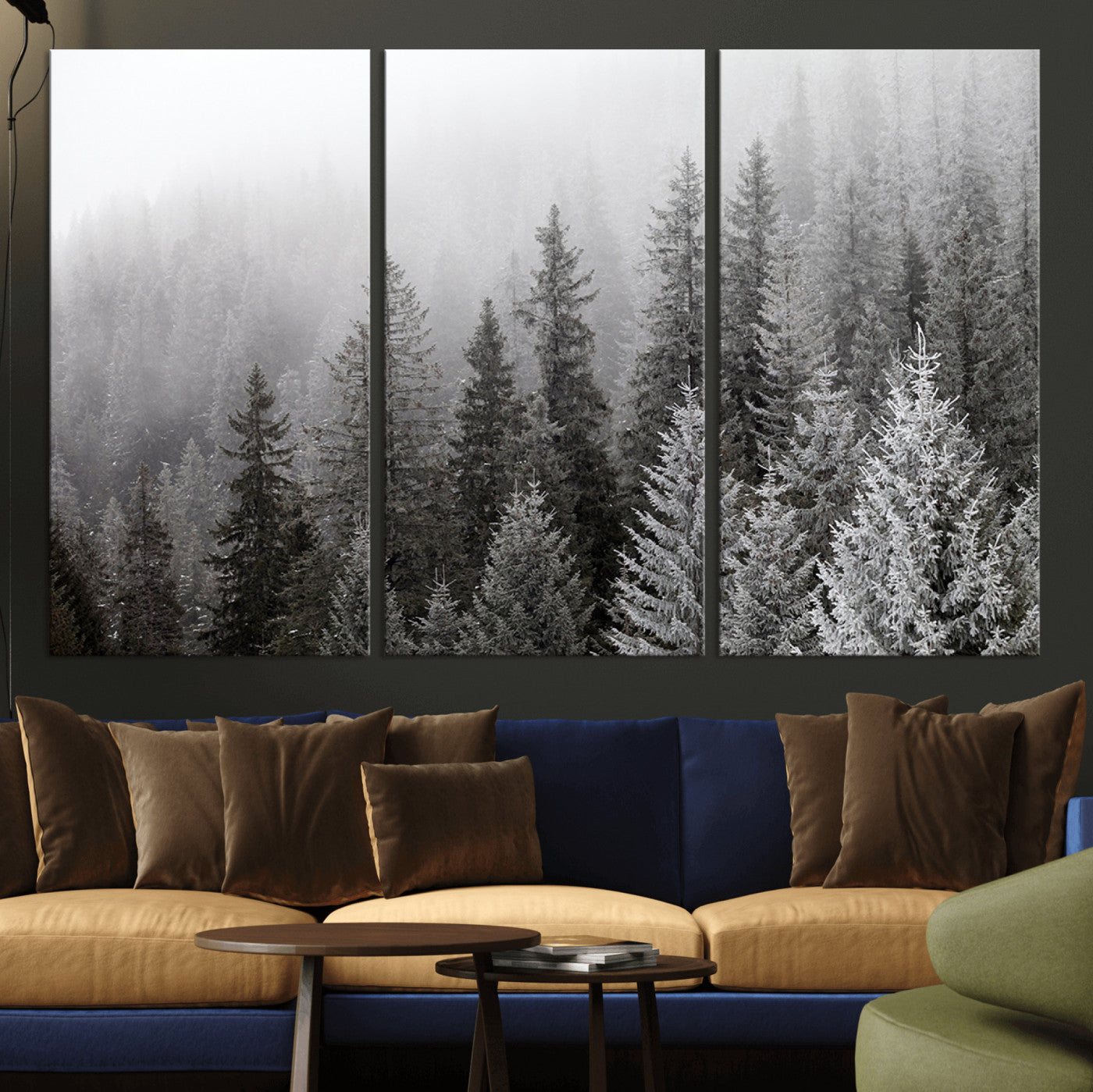 20552-MGV-CV-36X24-Big Foggy Forest and Misty Trees Forest Wall Art Canvas Print