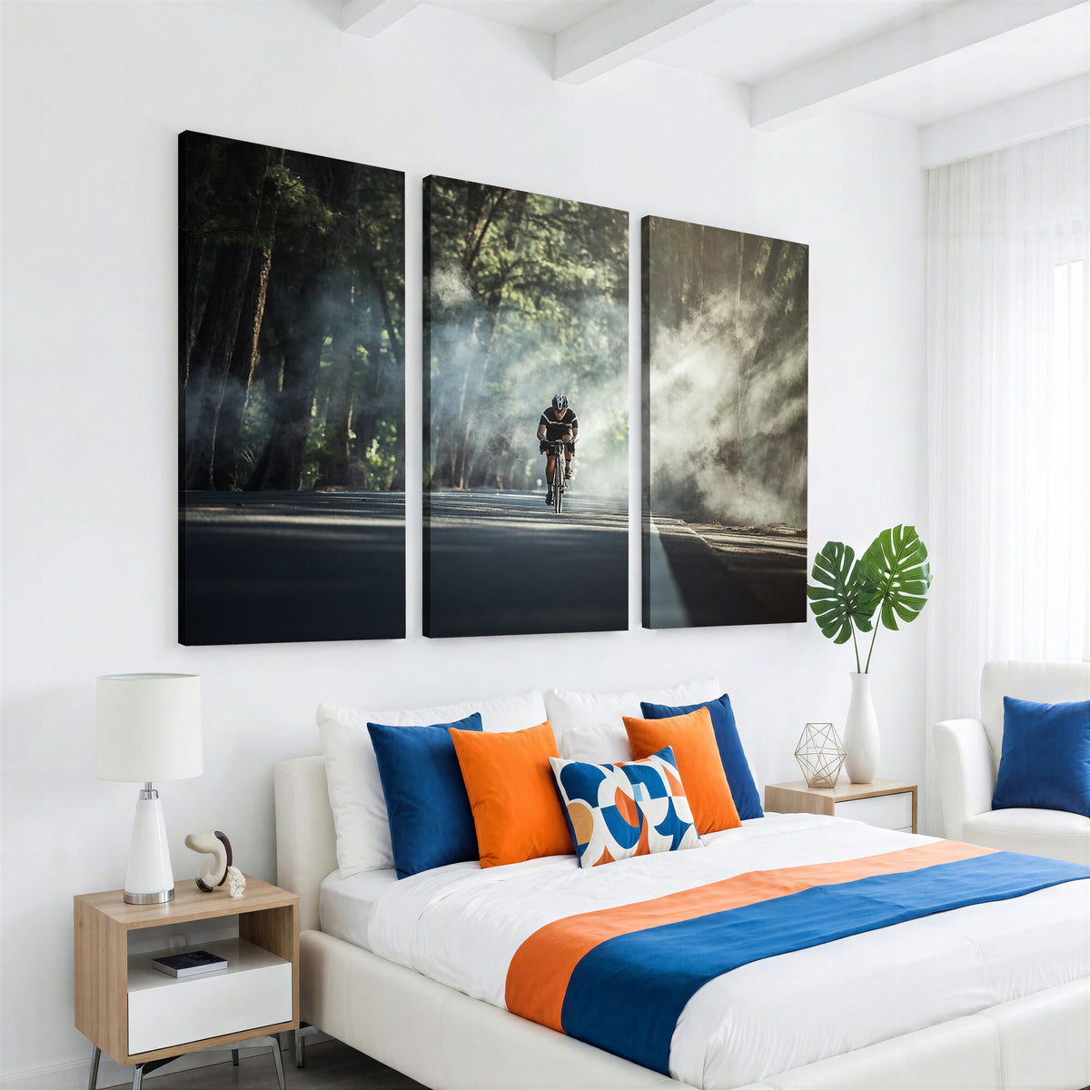 60298-MGV-CV-36X24 - Cycling Road Bike in the Morning, Cycling Road Bike Canvas Print
