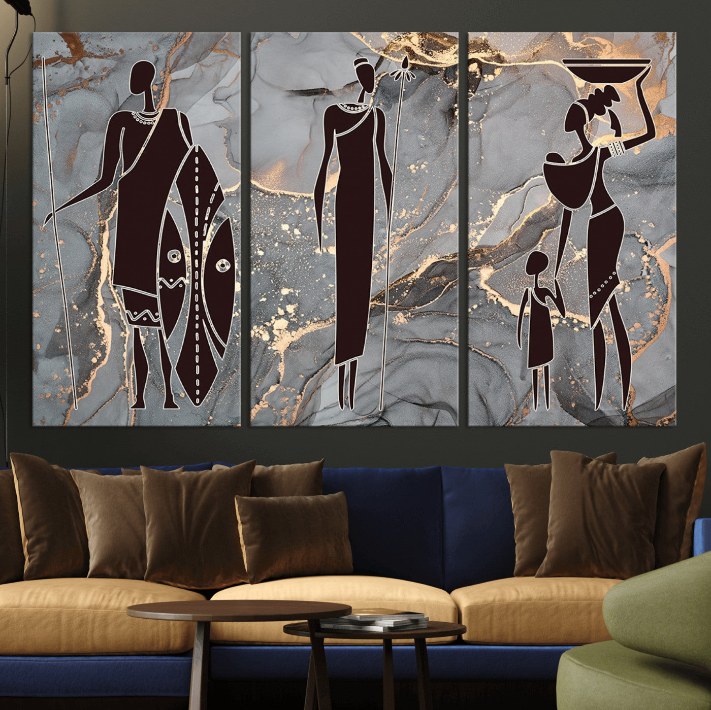 81756-MGV-CV-36X24-African American Wall Art – Elegant African Women Canvas Print, Modern Ethnic Painting for Living Room or Office Decor