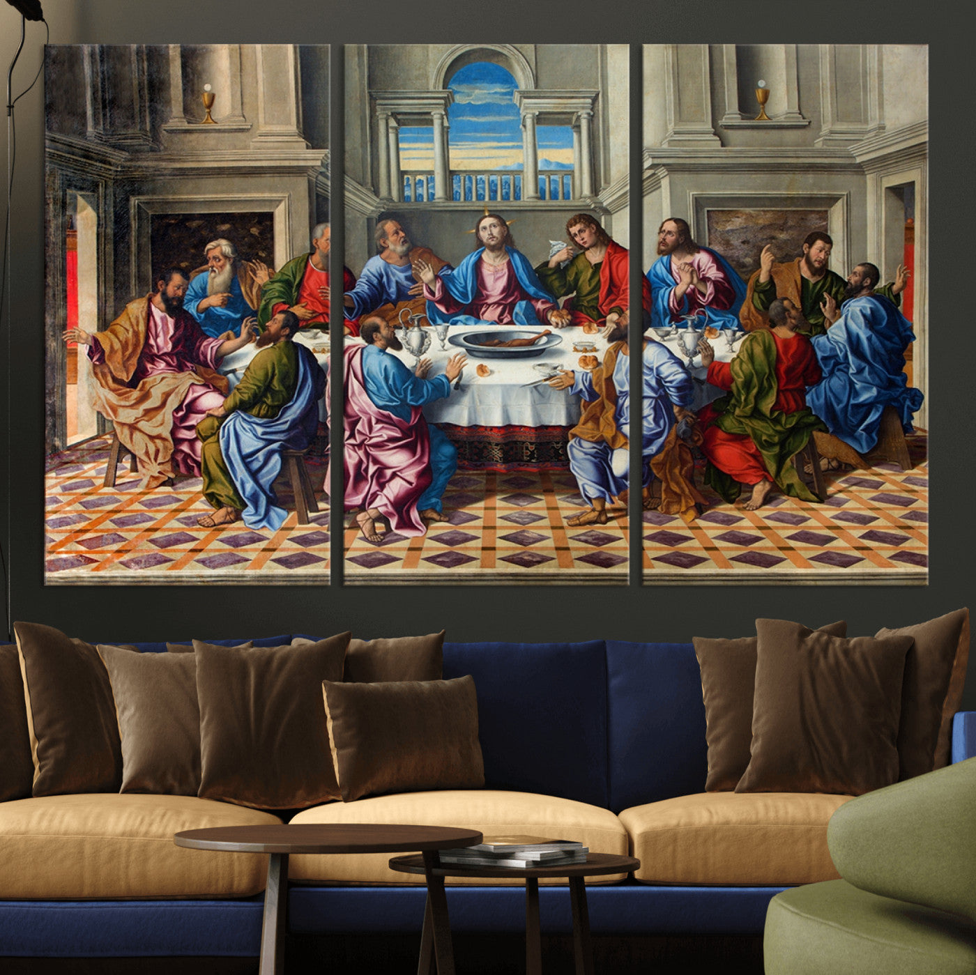 MGV-CV-48X32-3P - The Last Supper Multi Panel Canvas Wall Art
