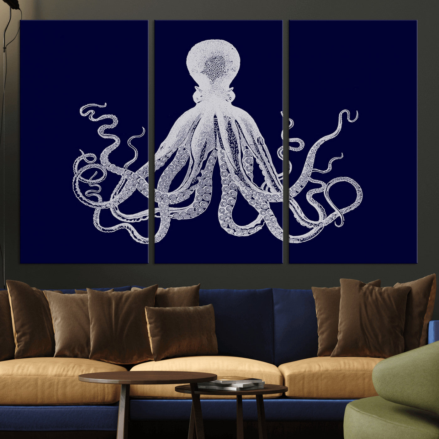 11865-MGV-CV-36X24-Blue Octopus Wall Art Canvas Print