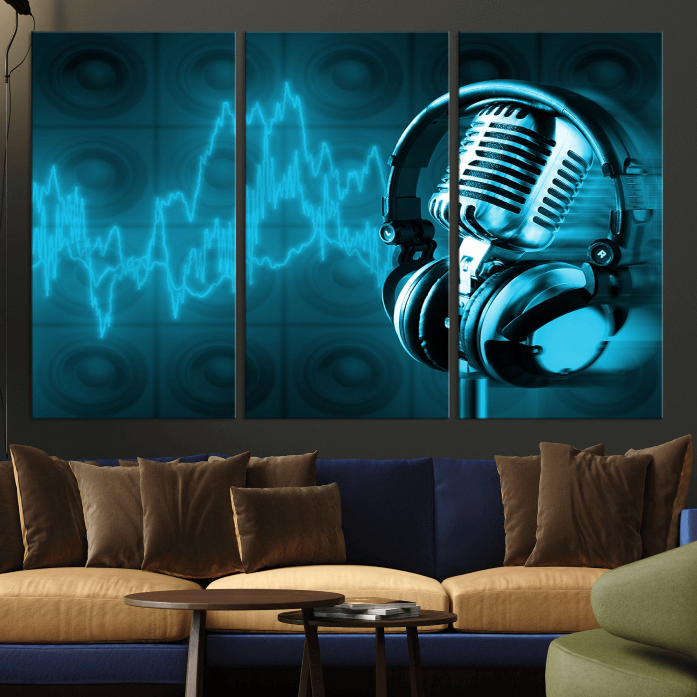 -Music and Microphone Wall Art Canvas Print
