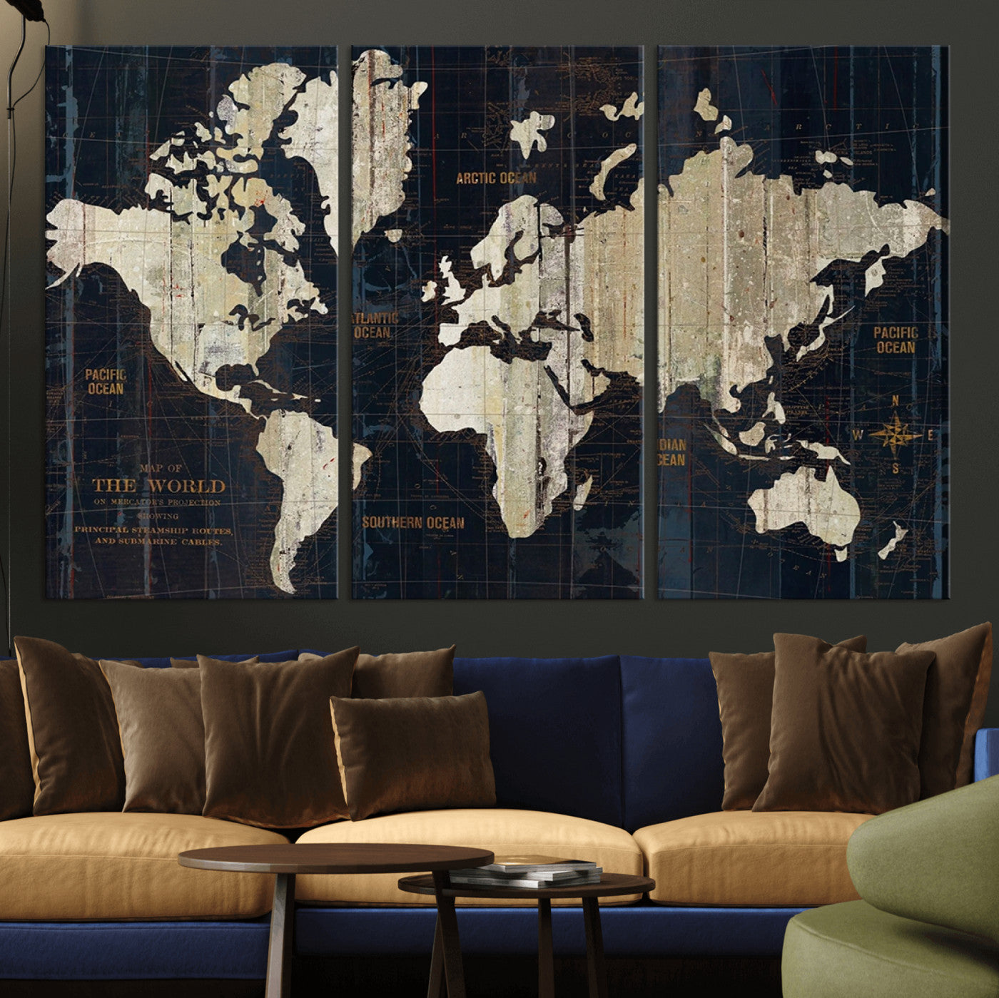 14651-MGV-CV-36X24-Push Pin World Map Canvas Print – Framed Wall Art for Couples to Track Their Travels – Anniversary Gift or Home Adventure Decor