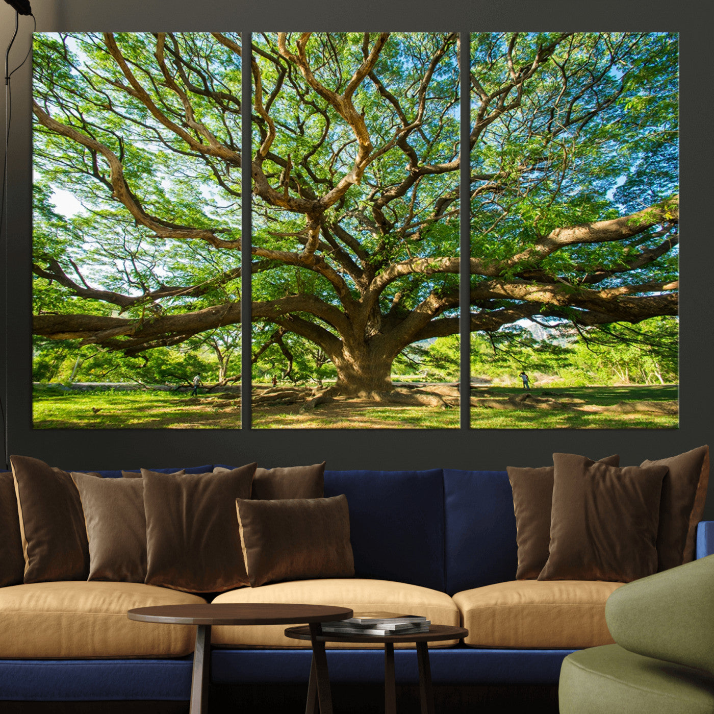 MGV-CV-48X32-3P - Angel Oak Tree Wall Art | Oak Canvas Print | Multi Panel Landscape Wall Art | Ready to Hang Wall Art