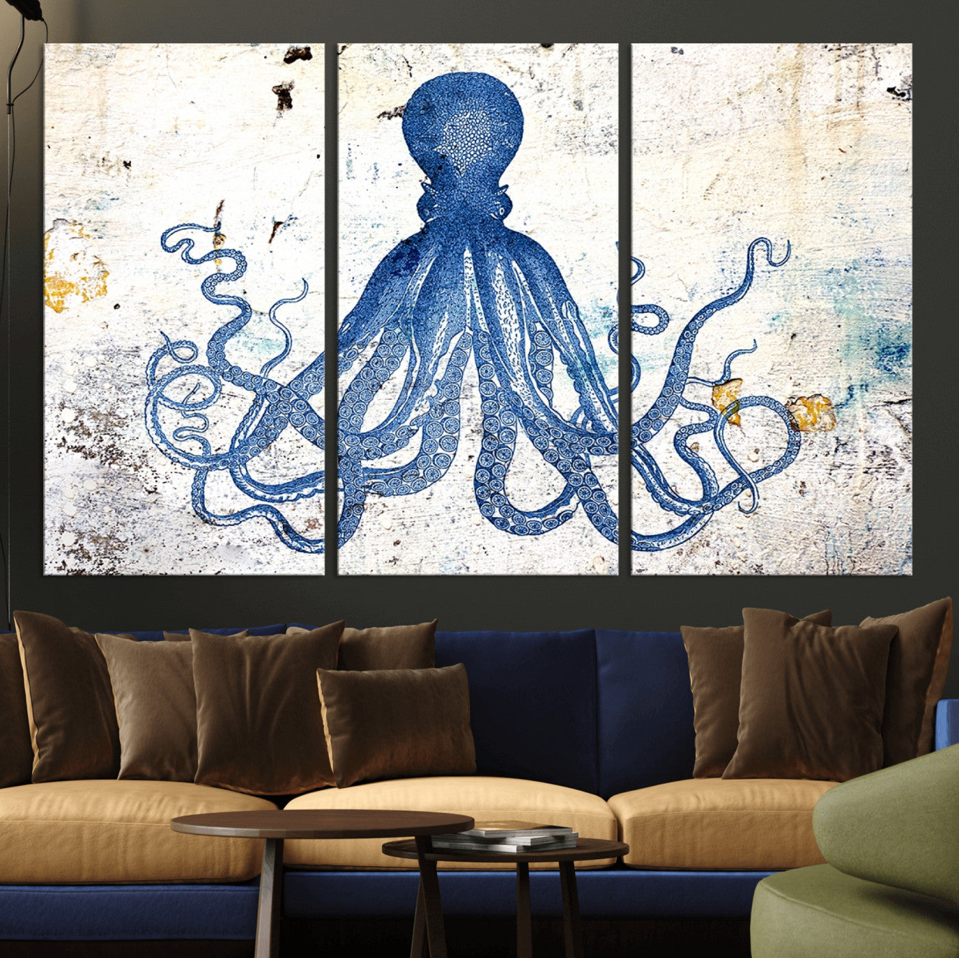 38211-MGV-CV-36X24-Octopus Canvas Wall Art | Coastal Marine Life Artwork for Living Room, Bedroom, or Office |