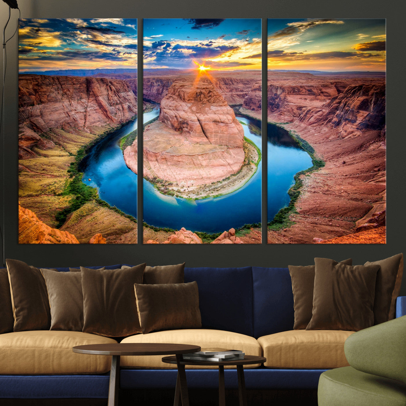 80407-MGV-CV-36X24-Sunset on the Horseshoe Bend Grand Canyon, Horseshoe Bend Grand Canyon Canvas Wall Art Print