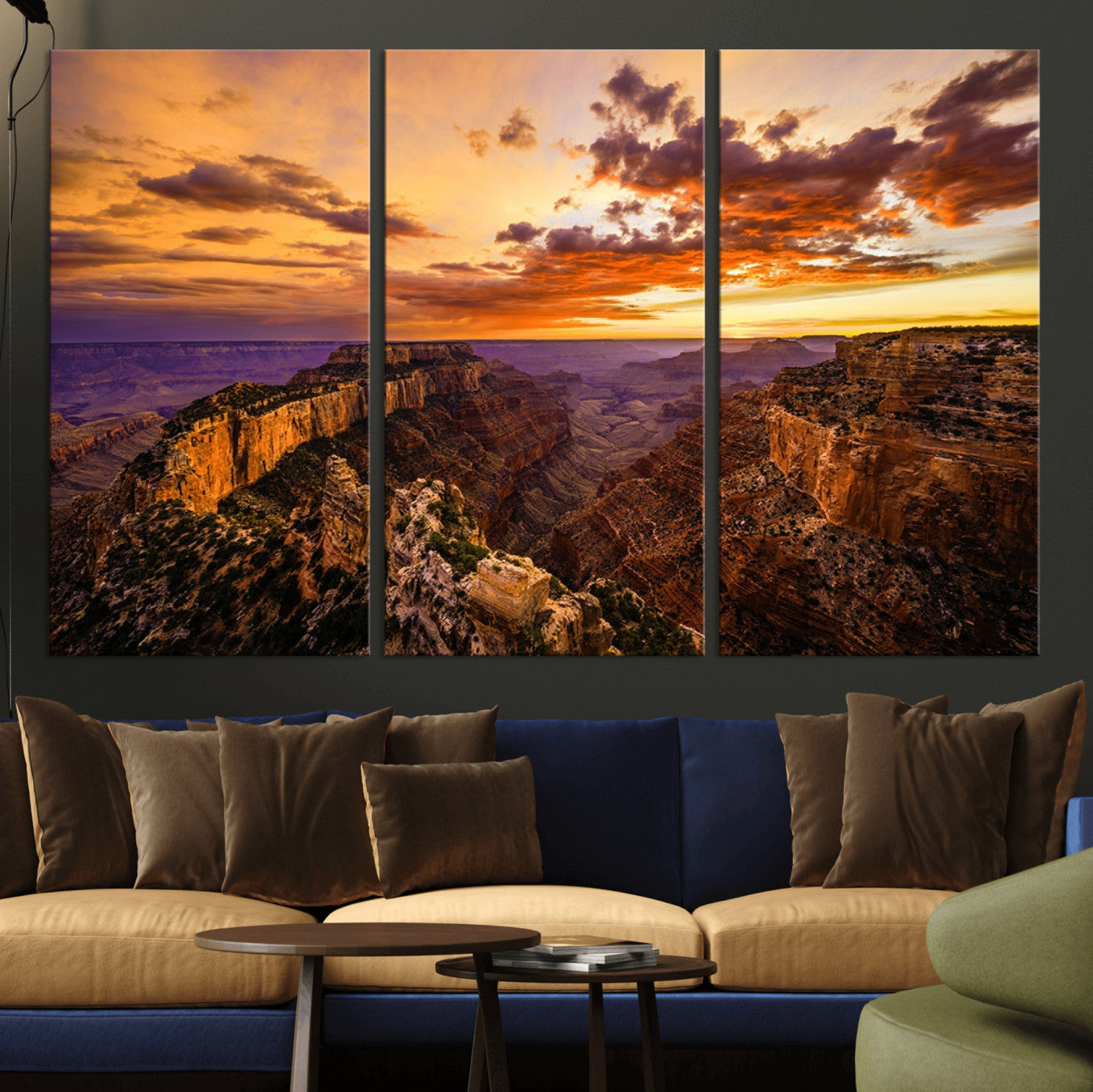 MGV-CV-48X32-3P - Mesmerizing Sunset from Grand Canyon Nal Park Wall Art, Grand Canyon Canvas Print