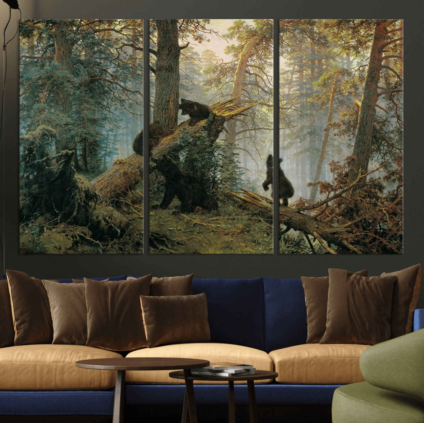 14144-MGV-CV-36X24-Baby Bears in Forest Wall Art Canvas Print