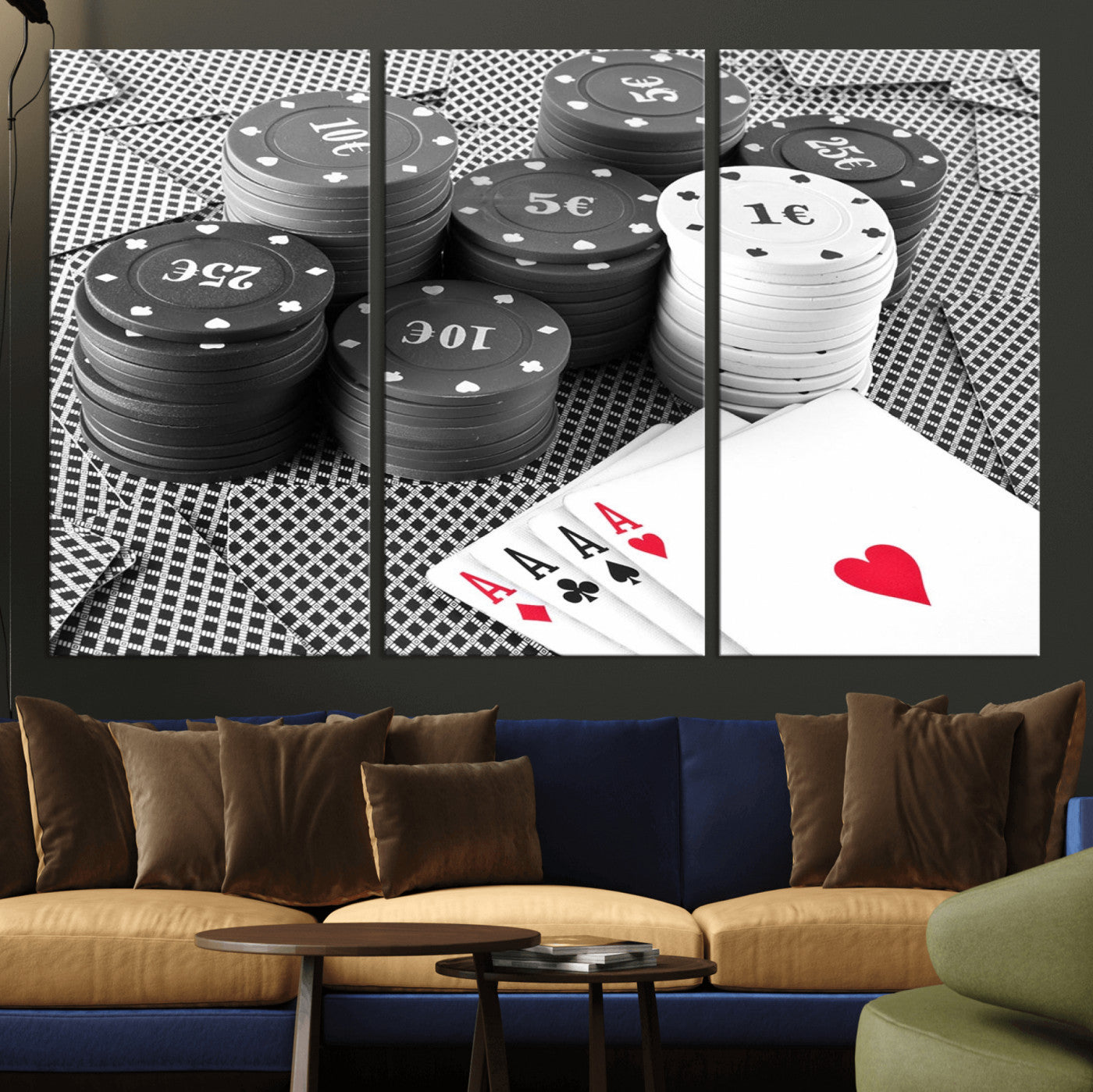 47531-MGV-CV-36X24-Poker Game Cards Wall Art Canvas, Multi Panel Wall Art Canvas Print