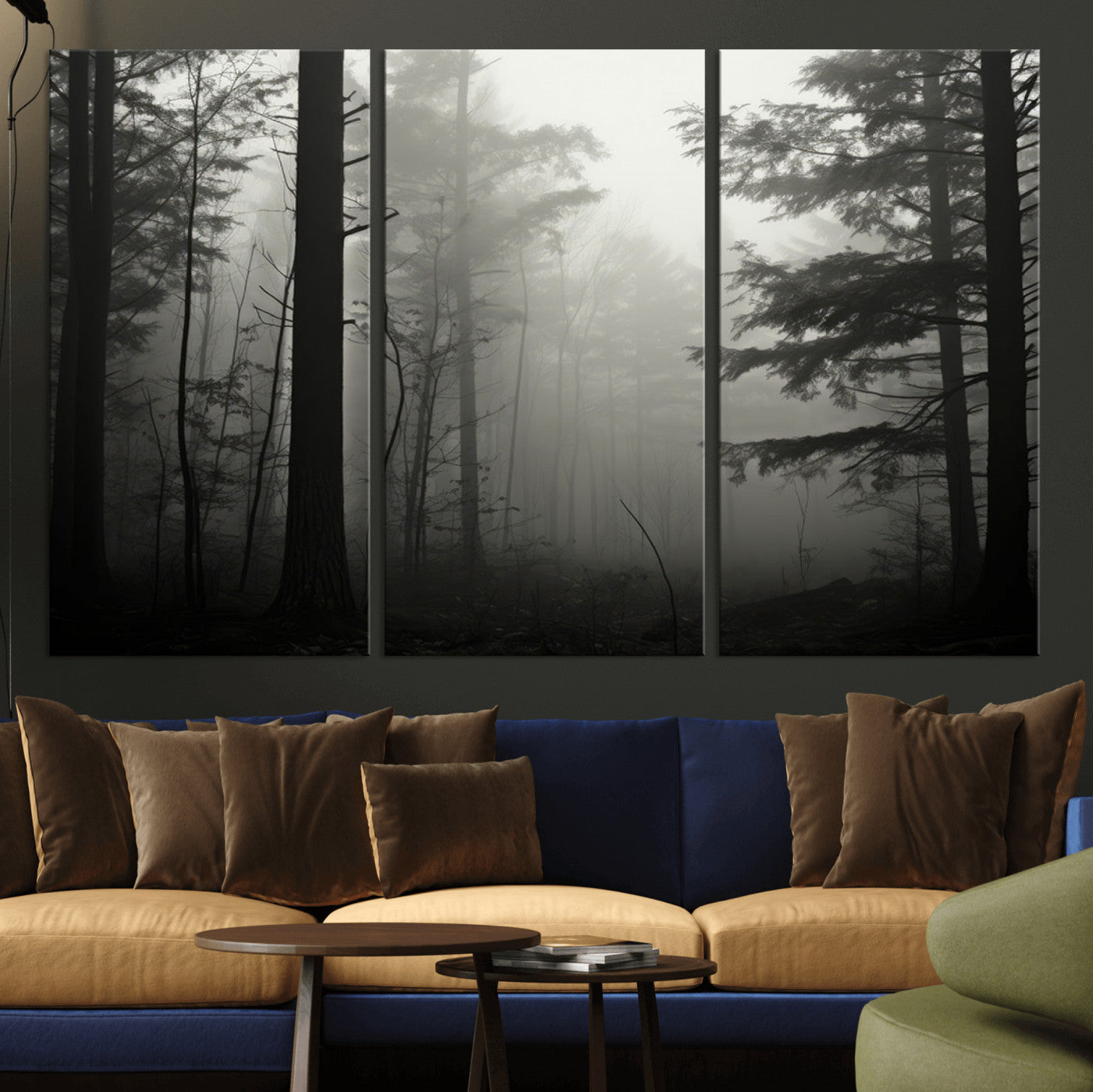 63515-MGV-CV-36X24-Misty Forest Wall Art Premium Canvas Print a Foggy and Serene Atmosphere - Nature Wall Art