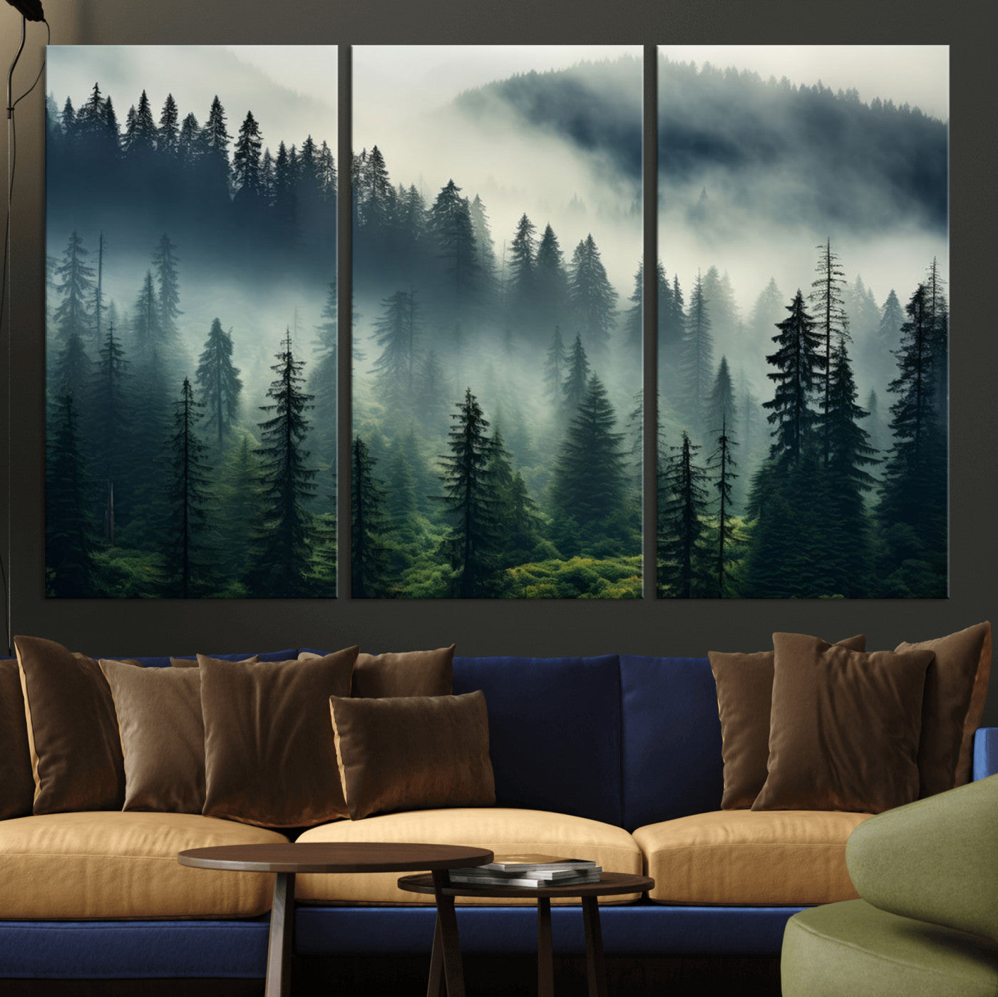 48606-MGV-CV-36X24-Captivating Misty Forest Wall Art Premium Canvas Print a Foggy and Serene Atmosphere