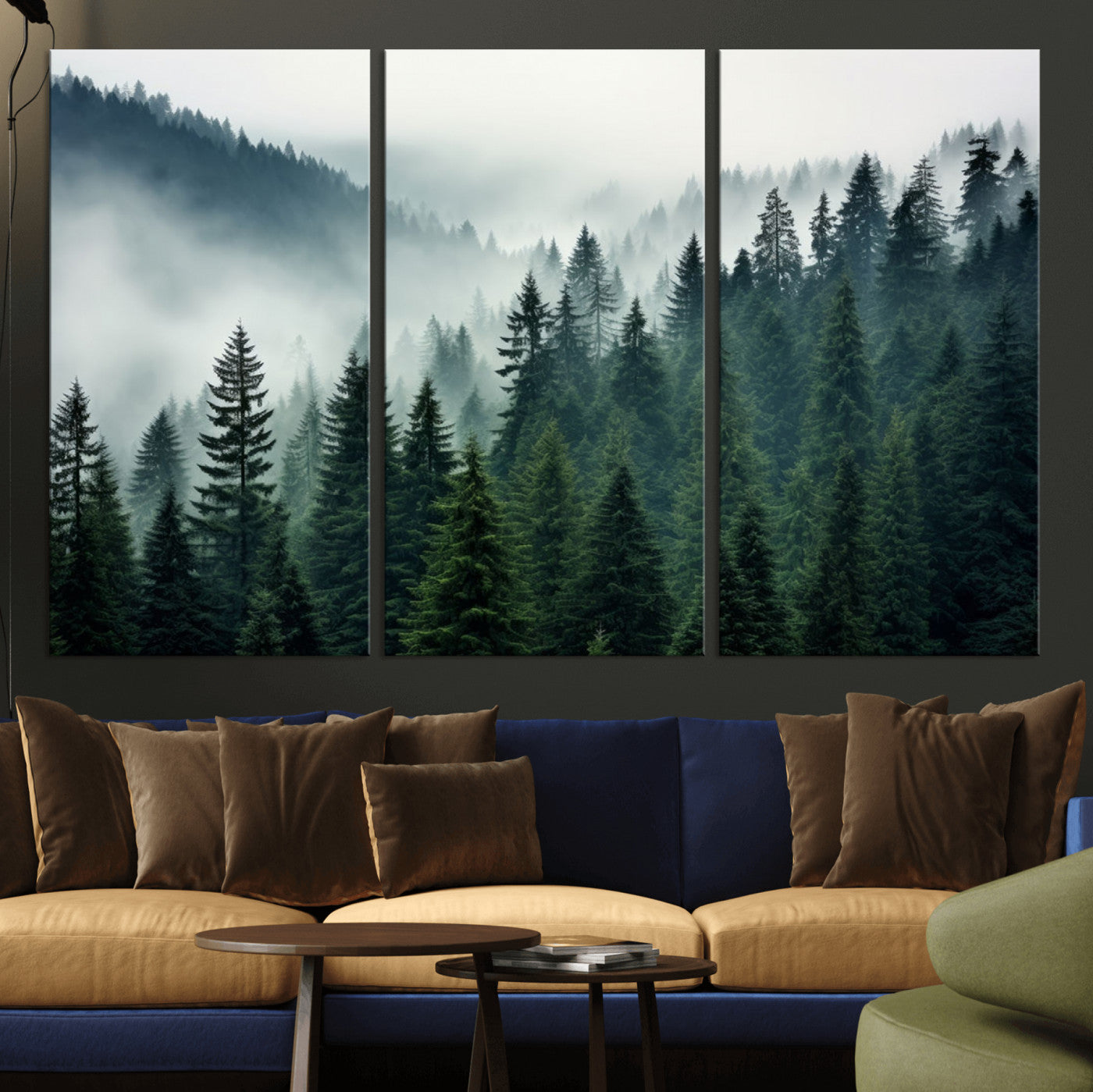63262-MGV-CV-36X24-Captivating Misty Forest Wall Art Premium Canvas Print, Foggy and Serene Atmosphere Canvas Print