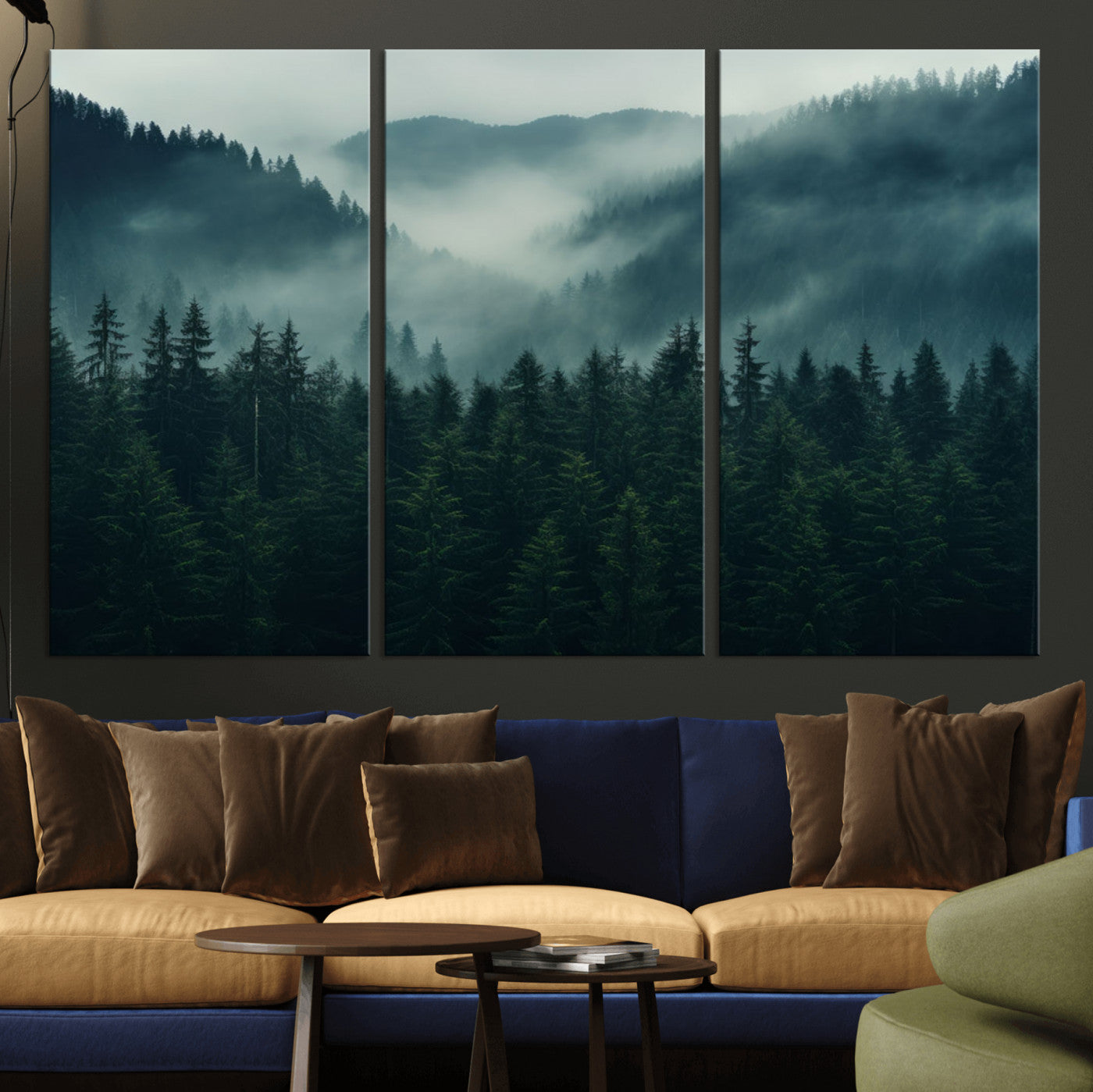 95647-MGV-CV-36X24-Captivating Misty Forest Wall Art Premium Canvas Print, Foggy and Serene Atmosphere Wall Art Canvas