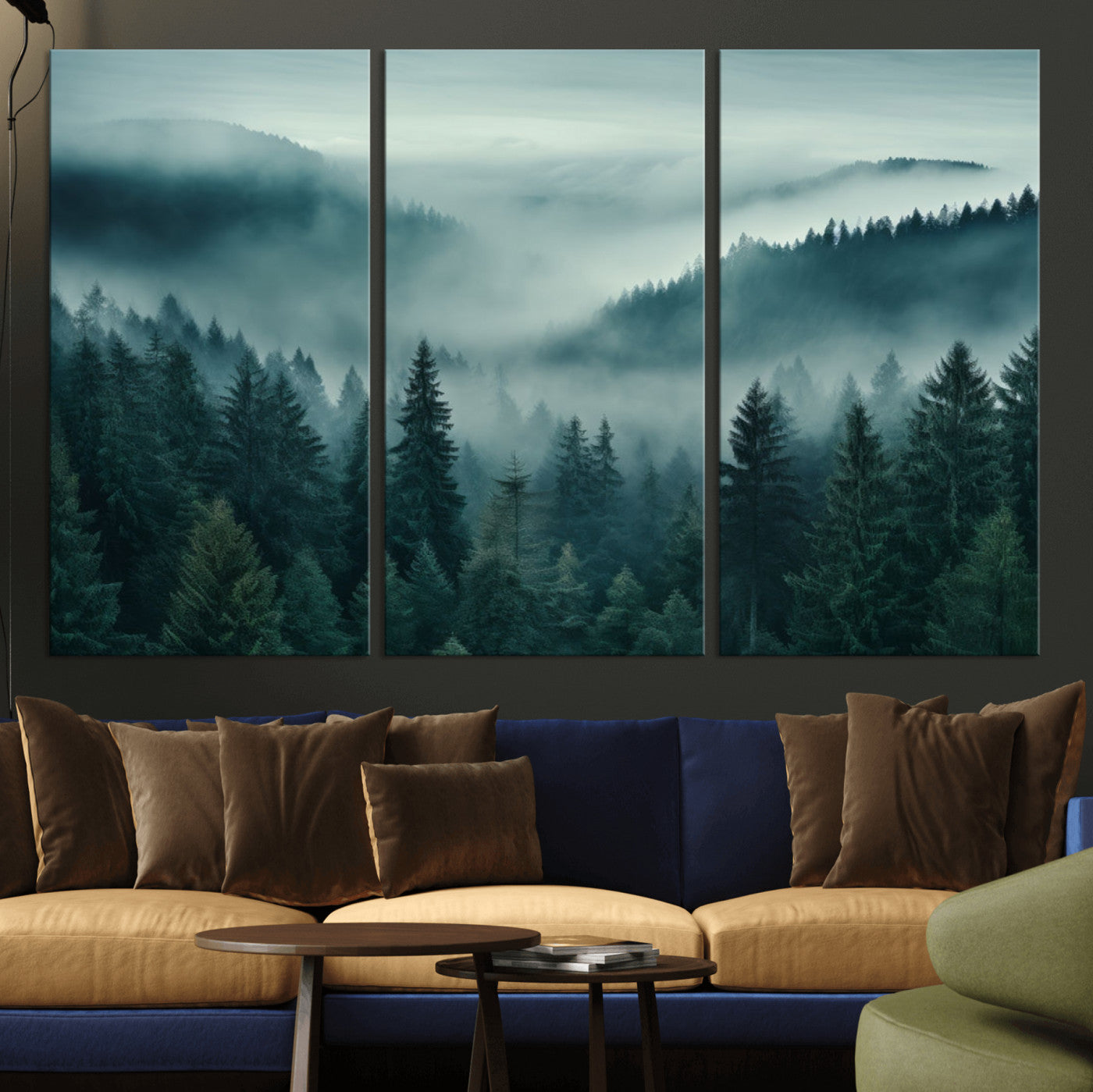 72040-MGV-CV-36X24-Captivating Misty Foggy Forest Wall Art Premium Canvas Print