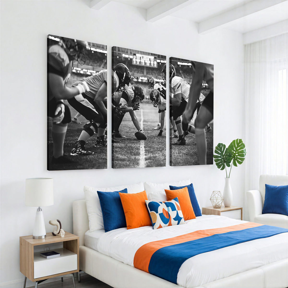 13273-MGV-CV-36X24 - American Football Wall Art Canvas Print Framed Stadium Sport