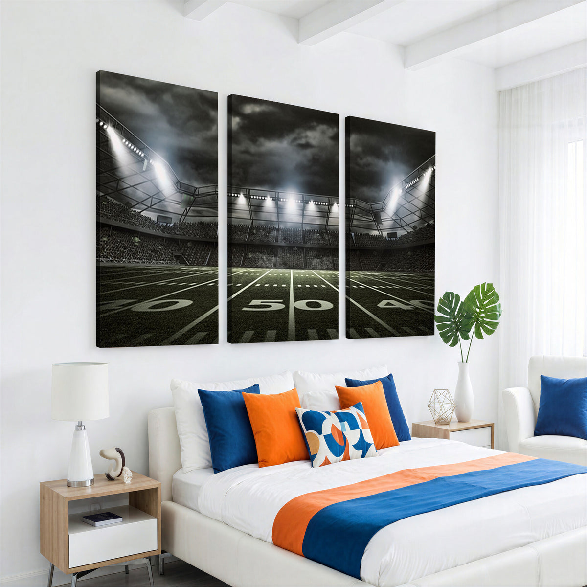90107-MGV-CV-36X24 - American Football Stadium Wall Art Canvas Print, Stadium Sport Wall Art Print