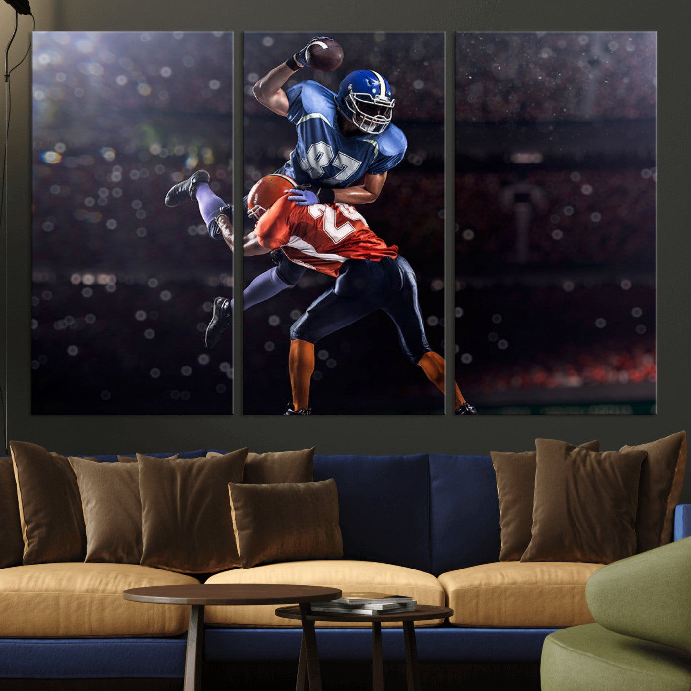 76491-MGV-CV-36X24-American Football Wall Art Canvas Print, Stadium Sport Wall Art Print