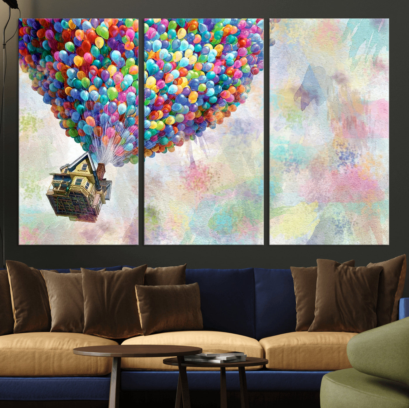 MGV-CV-48X32-3P - Up Pixar Poster, Look Up Pixar Wall Art, Up Pixar Canvas, Kids Play Game Room Decor Wall Art