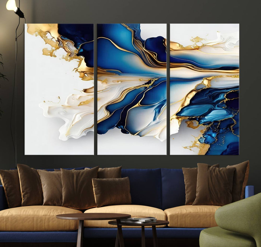 Abstract wall art, Gold Marble Art canvas.