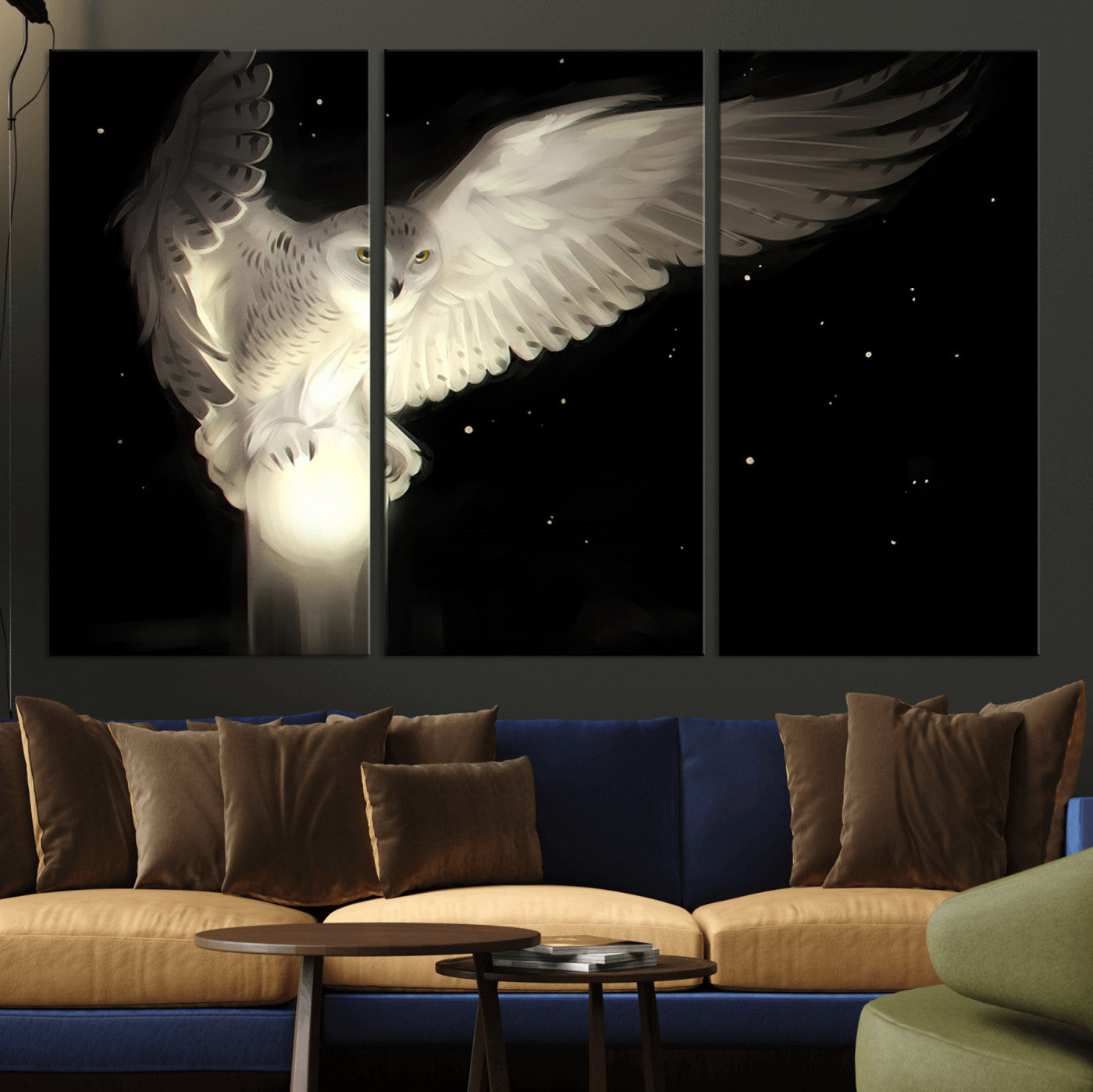 MGV-CV-48X32-3P - Night Owl Art -  Illuminating the Darkness – Unique Animal-Inspired Wall Art for Modern Decor |