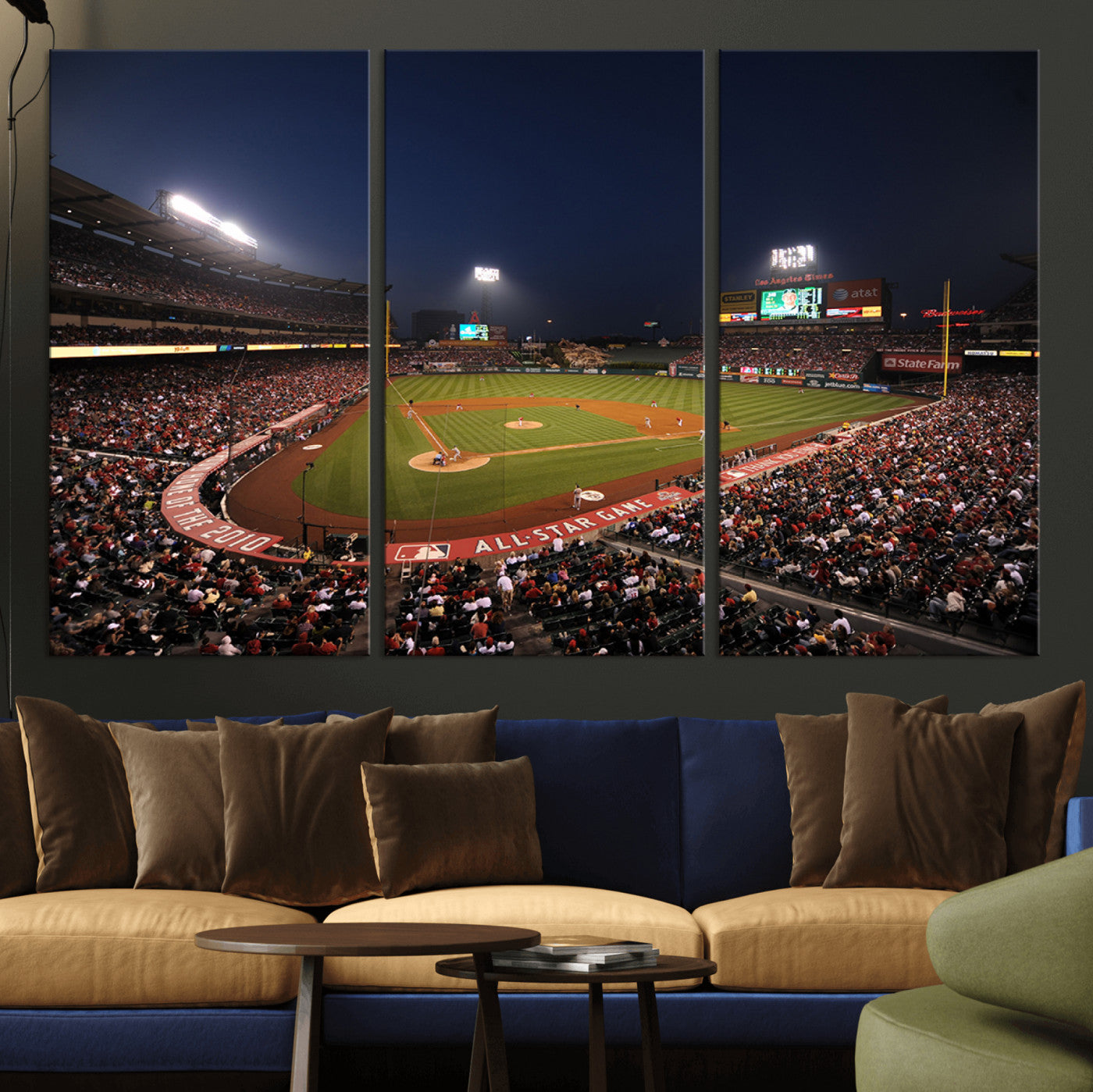 MGV-CV-48X32-3P - Los Angeles Angels Baseball Team Print - Anaheim Angel Stadium Wall Art Canvas Print