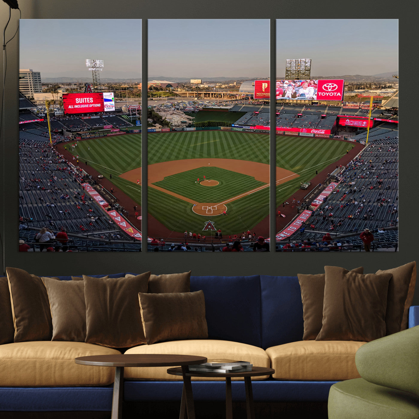 MGV-CV-48X32-3P - Los Angeles Angels Baseball Canvas Print - Anaheim Angel Stadium Wall Art Canvas Print