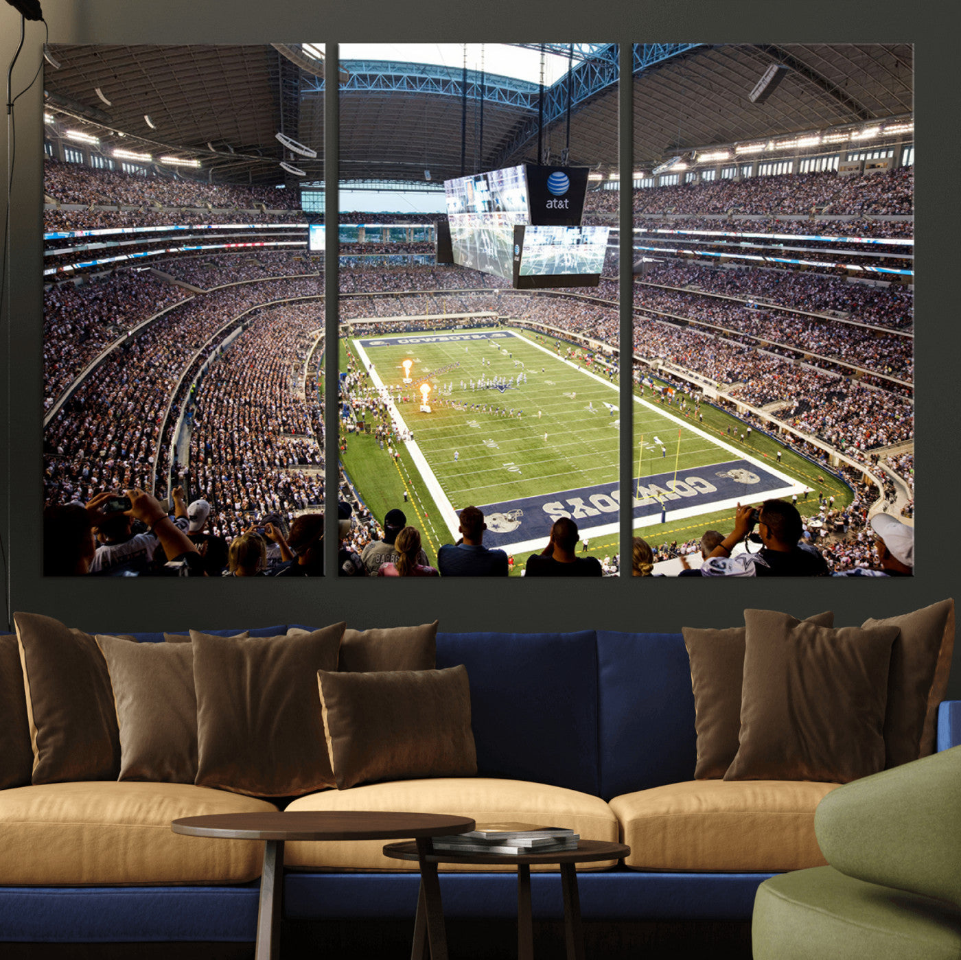 82096-MGV-CV-36X24-Dallas Cowboys Football Team Print - Arlington AT&T Stadium Wall Art Canvas Print