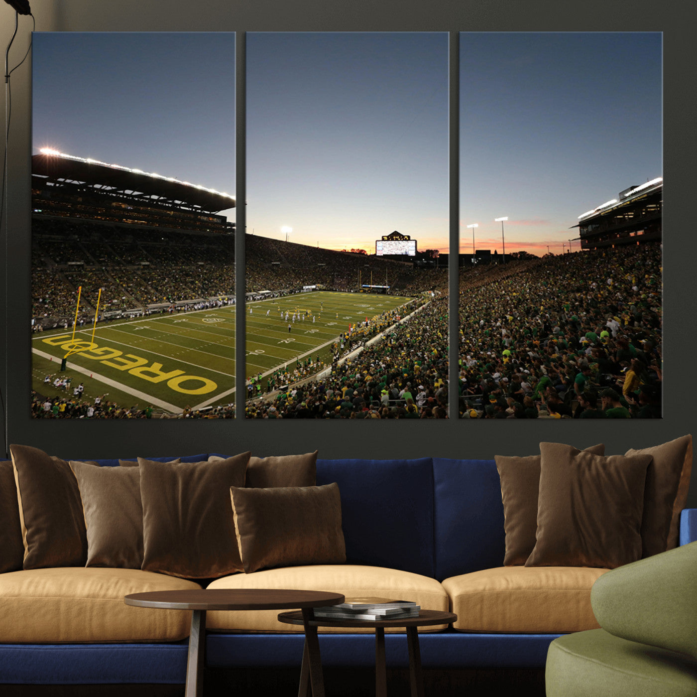 MGV-CV-48X32-3P - Oregon Ducks Football Team Print - Eugene Autzen Stadium Wall Art Canvas Print