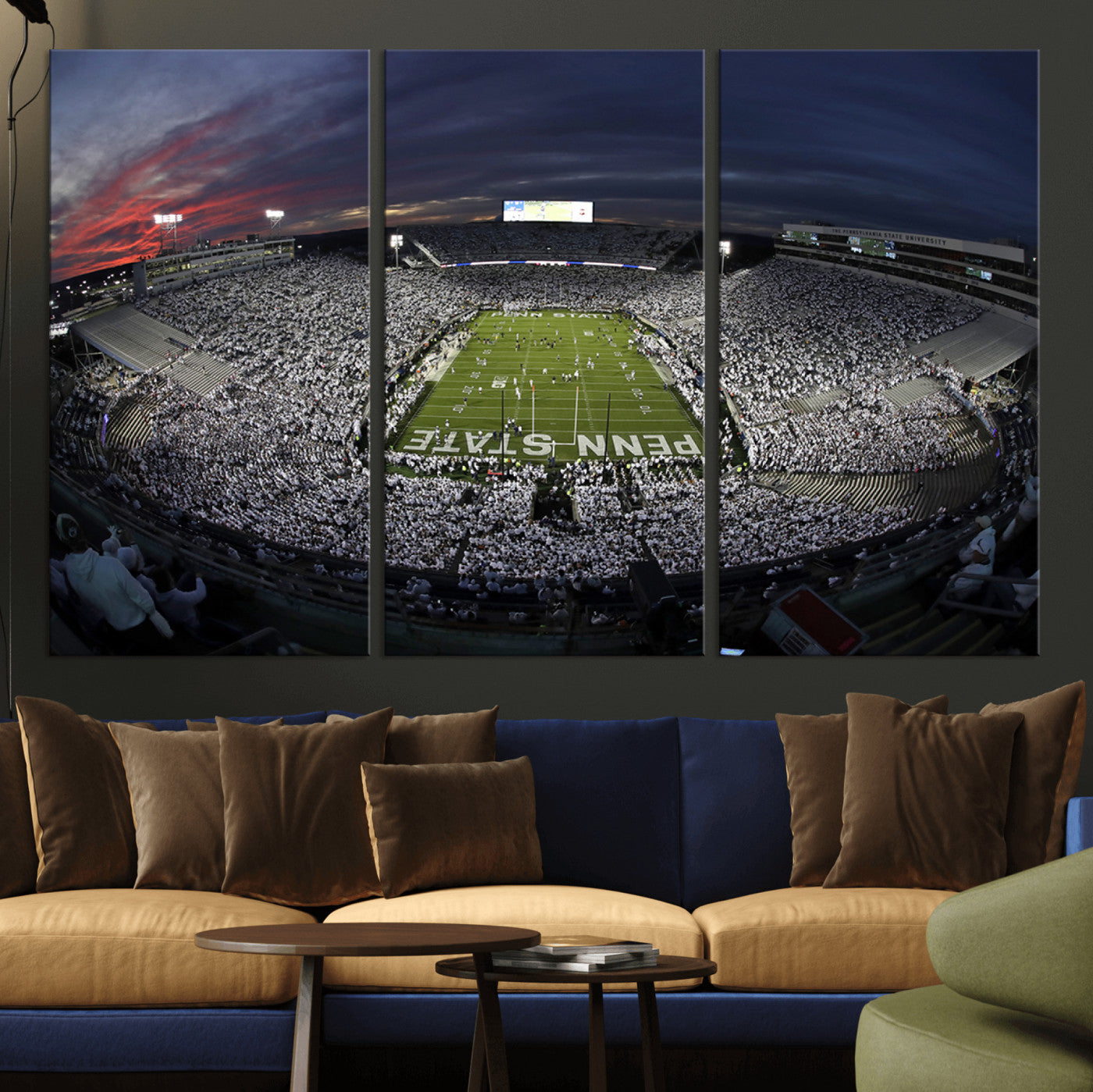 MGV-CV-48X32-3P - Penn State University Nittany Lions Football Team Print - University Park Beaver Stadium Wall Art