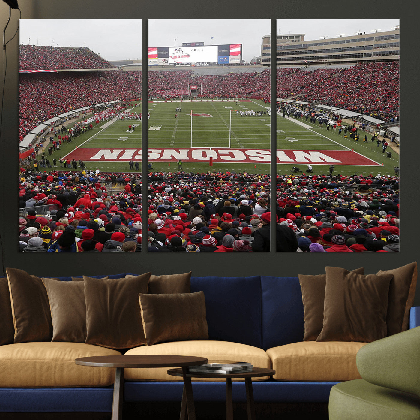 MGV-CV-48X32-3P - Wisconsin Badgers Team Print Canvas - Madison Camp Randall Stadium Wall Art Canvas Print