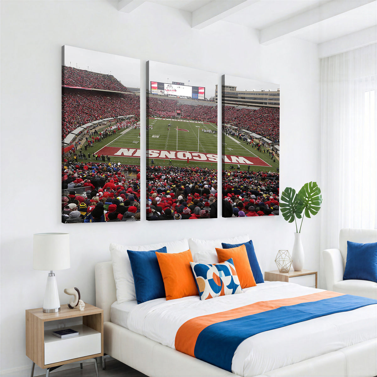 23461-MGV-CV-36X24 - Wisconsin Badgers Team Print Canvas, Madison Camp Randall Stadium Wall Art