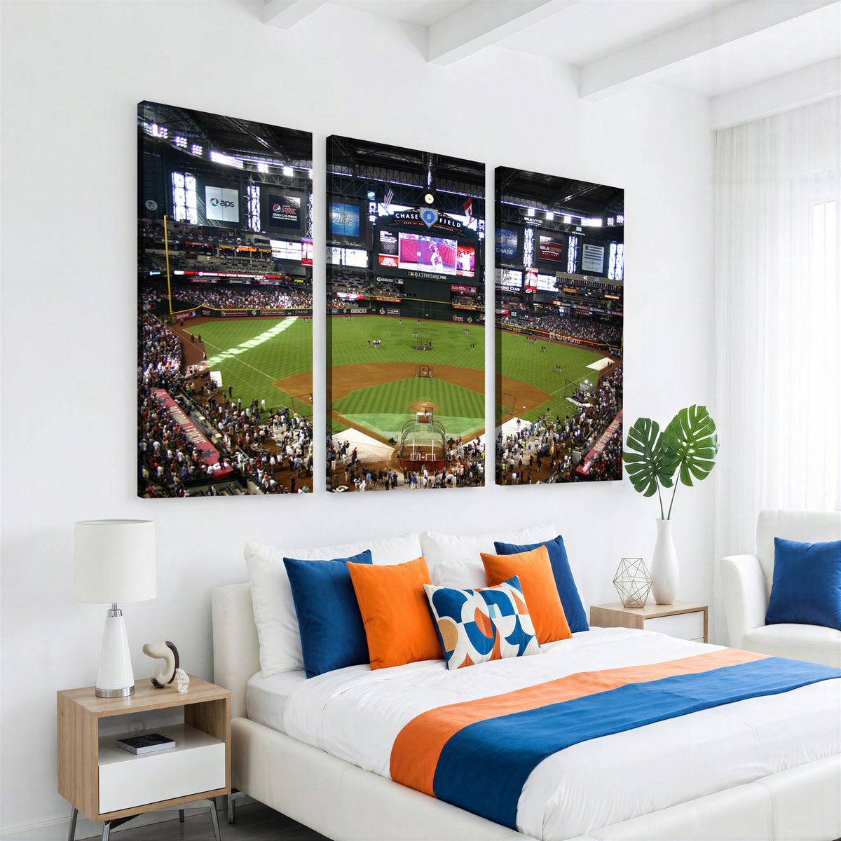 91630-MGV-CV-36X24 - Arizona Diamondbacks Baseball Team Print, Phoenix Chase Field Baseball Stadium Wall Art