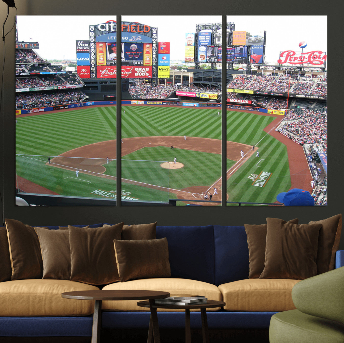 MGV-CV-48X32-3P - New York Mets Baseball Team Print - Citi Field Baseball Stadium Wall Art Canvas Print