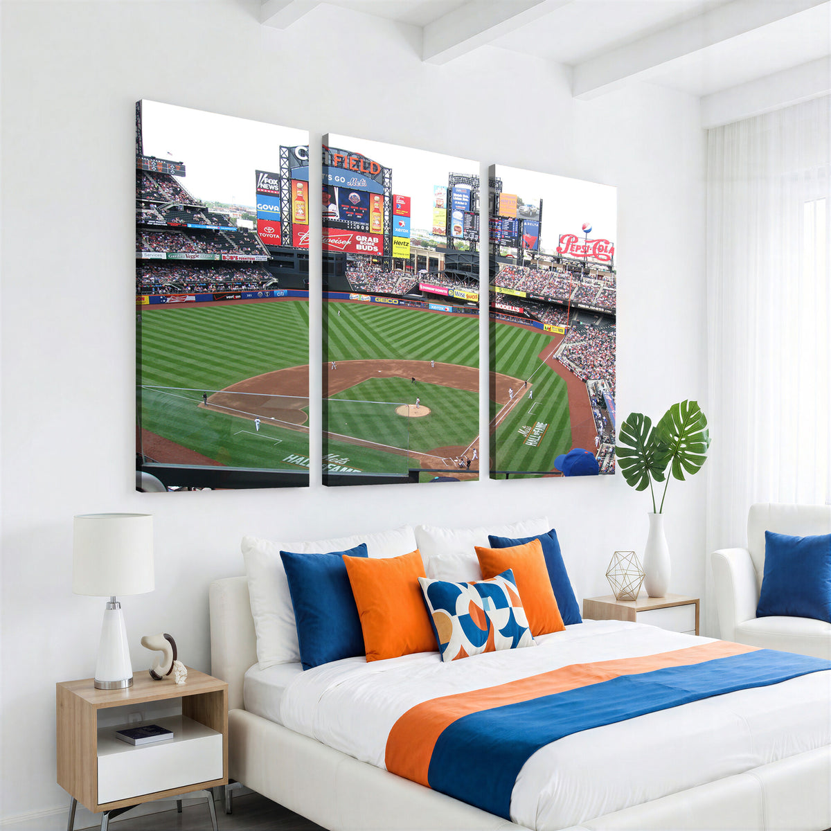 64829-MGV-CV-36X24 - New York Mets Baseball Team Print, Citi Field Baseball Stadium Wall Art