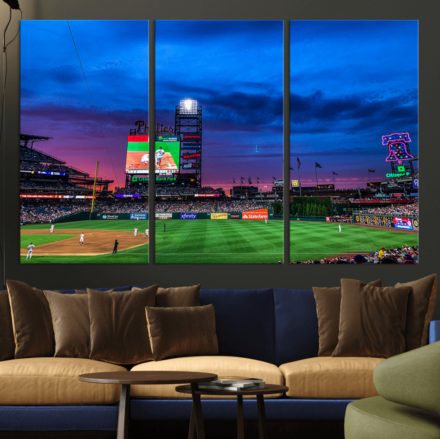 MGV-CV-48X32-3P - Philadelphia Phillies Baseball Team Print - Philadelphia Citizens Bank Park Stadium Canvas Wall Art