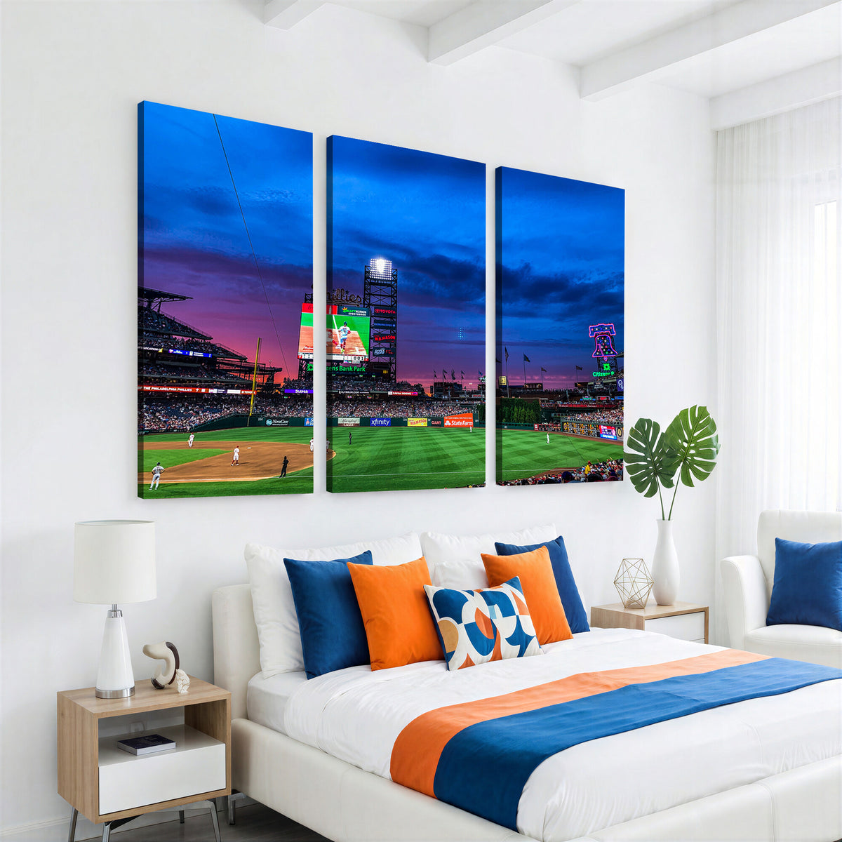 20427-MGV-CV-36X24 - Philadelphia Phillies Baseball Team Print, Citizens Bank Park, Extra Large Game Room Wall Decor