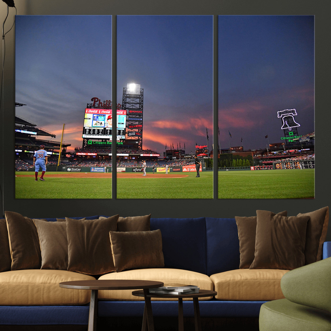 22594-MGV-CV-36X24-Philadelphia Phillies Baseball Print - Philadelphia Citizens Bank Park Stadium Wall Art, Phillies