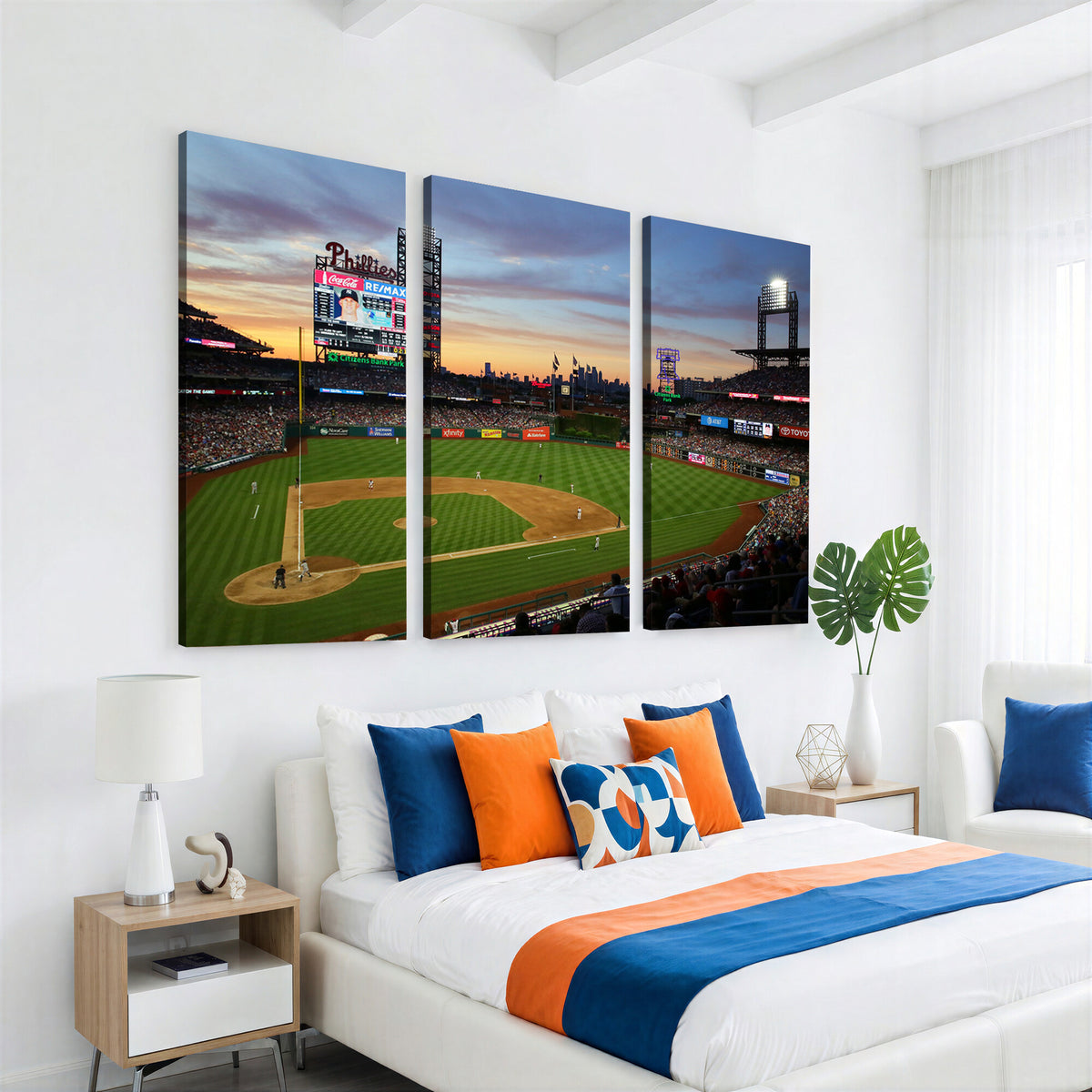 13778-MGV-CV-36X24 - Citizens Bank Park Philadelphia Phillies Wall Art Canvas | 3-Panel Canvas Print of Phillies Stadium